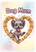 Dog Mom Chinese Crested Puppy Bone Heart Whimsical Cartoon 12x18 US Made Poster