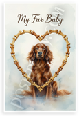 My Fur Baby Irish Setter Dog Bone Heart Watercolor 12x18 US Made Poster