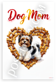 Dog Mom Biewer Terrier Bone Treat Heart Watercolor 12x18 US Made Poster