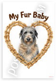 My Fur Baby Irish Wolfhound Dog Bone Heart Frame 12x18 US Made Poster