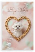 Dog Mom Bichon Frise in Dog Bone Heart Pastel 12x18 US Made Poster