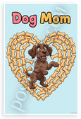 Dog Mom Cartoon German Wirehaired Pointer Bone Heart 12x18 US Made Poster