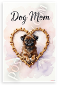 Dog Mom Brussels Griffon in Bone Treat Heart Watercolor 12x18 US Made Poster