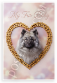 My Fur Baby Keeshond in Dog Bone Heart Frame Pastel 12x18 US Made Poster