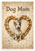 Dog Mom Bull Terrier Bone Heart Vintage Style 12x18 US Made Poster