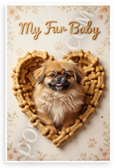My Fur Baby Pekingese in Dog Bone Heart Frame Whimsical 12x18 US Made Poster