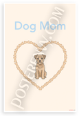 Dog Mom Border Terrier Bone Heart Minimalist 12x18 US Made Poster