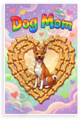 Dog Mom Basenji in Bone Treat Heart Whimsical 12x18 US Made Poster