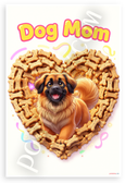 Dog Mom Leonberger in Bone Treat Heart Whimsical 12x18 US Made Poster