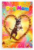 Dog Mom Playful Pitbull in Dog Bone Heart Frame 12x18 US Made Poster