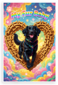 My Fur Baby Flat-Coated Retriever Dog Bone Heart Frame Whimsical 12x18 US Made Poster