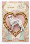 Dog Mom Borzoi in Bone Heart Art Deco 12x18 US Made Poster