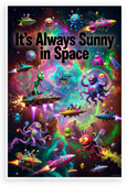 It's Always Sunny in Space Colorful Aliens Spaceships 12x18 US Made Poster