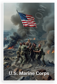 U.S. Marines Raising American Flag Iwo Jima Battlefield 12x18 US Made Poster
