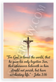 John 3:16 'For God So Loved the World' Jesus Cross Sunset Inspirational 12x18 US Made Poster