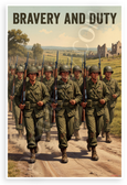 Bravery and Duty US Marines Marching Vintage Military 12x18 US Made Poster