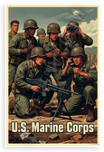 U.S. Marine Corps Vintage WPA Style Marines Combat Poster 12x18 US Made Poster