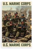 U.S. Marine Corps Vintage Combat Marines Patriotic 12x18 US Made Poster