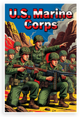 U.S. Marine Corps Marines Combat Position Vintage Pop Art 12x18 US Made Poster