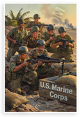 U.S. Marine Corps Iwo Jima Combat Position Patriotic 12x18 US Made Poster