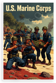 U.S. Marine Corps Vintage Combat Scene Patriotic 12x18 US Made Poster