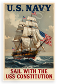 USS Constitution Sail with US Navy Vintage Patriotic 12x18 US Made Poster