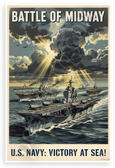 Battle of Midway US Navy Victory at Sea Vintage 12x18 US Made Poster