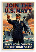 Join the US Navy Serve Your Country on the High Seas Vintage Recruitment 12x18 US Made Poster