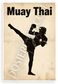 Muay Thai Fighter Silhouette Vintage Style 12x18 US Made Poster