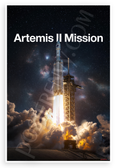Artemis II Mission NASA SLS Rocket Launch Night Sky 12x18 US Made Poster