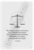 Ayn Rand "Know a Man's Convictions Predict His Actions" Inspirational 12x18 US Made Poster