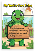 My Turtle Care Rules Cartoon Educational 12x18 US Made Poster