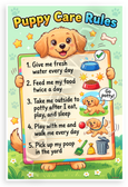 Puppy Care Rules Cute Dog Educational 12x18 US Made Poster