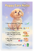 Puppy Care Rules Adorable Golden Retriever Educational 12x18 US Made Poster