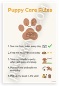 Puppy Care Rules Educational 12x18 US Made Poster