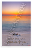 "Keep the Sea Plastic Free" Ocean Sunset Environmental 12x18 US Made Poster
