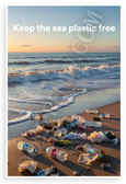 Keep the Sea Plastic Free Ocean Pollution Awareness 12x18 US Made Poster