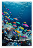 Keep the Sea Plastic Free Colorful Fish Ocean Pollution 12x18 US Made Poster