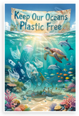Keep Our Oceans Plastic Free Ocean Conservation Environmental 12x18 US Made Poster