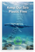Keep Our Sea Plastic Free Whale Ocean Conservation 12x18 US Made Poster