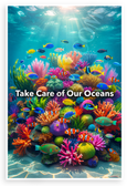 Take Care of Our Oceans Vibrant Coral Reef Fish 12x18 US Made Poster