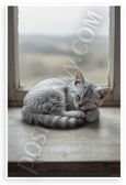 "Purrs are Mandatory for Relaxation" Kitten Napping Windowsill 12x18 US Made Poster
