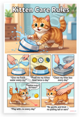 Kitten Care Rules Cartoon Educational 12x18 US Made Poster