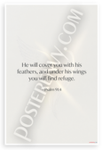 Psalm 91:4 'He Will Cover You With His Feathers' Inspirational 12x18 US Made Poster