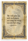 Psalm 91:4 'He Will Cover You With His Feathers' Inspirational 12x18 US Made Poster