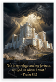 Psalm 91:2 'He is My Refuge and My Fortress' Inspirational 12x18 US Made Poster