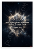 Psalm 91:2 'He Is My Refuge and Fortress' Inspirational 12x18 US Made Poster
