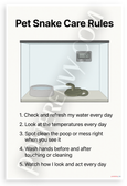 Pet Snake Care Rules Educational 12x18 US Made Poster