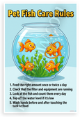 Pet Fish Care Rules Goldfish Classroom Educational 12x18 US Made Poster