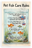 Pet Fish Care Rules Educational 12x18 US Made Poster